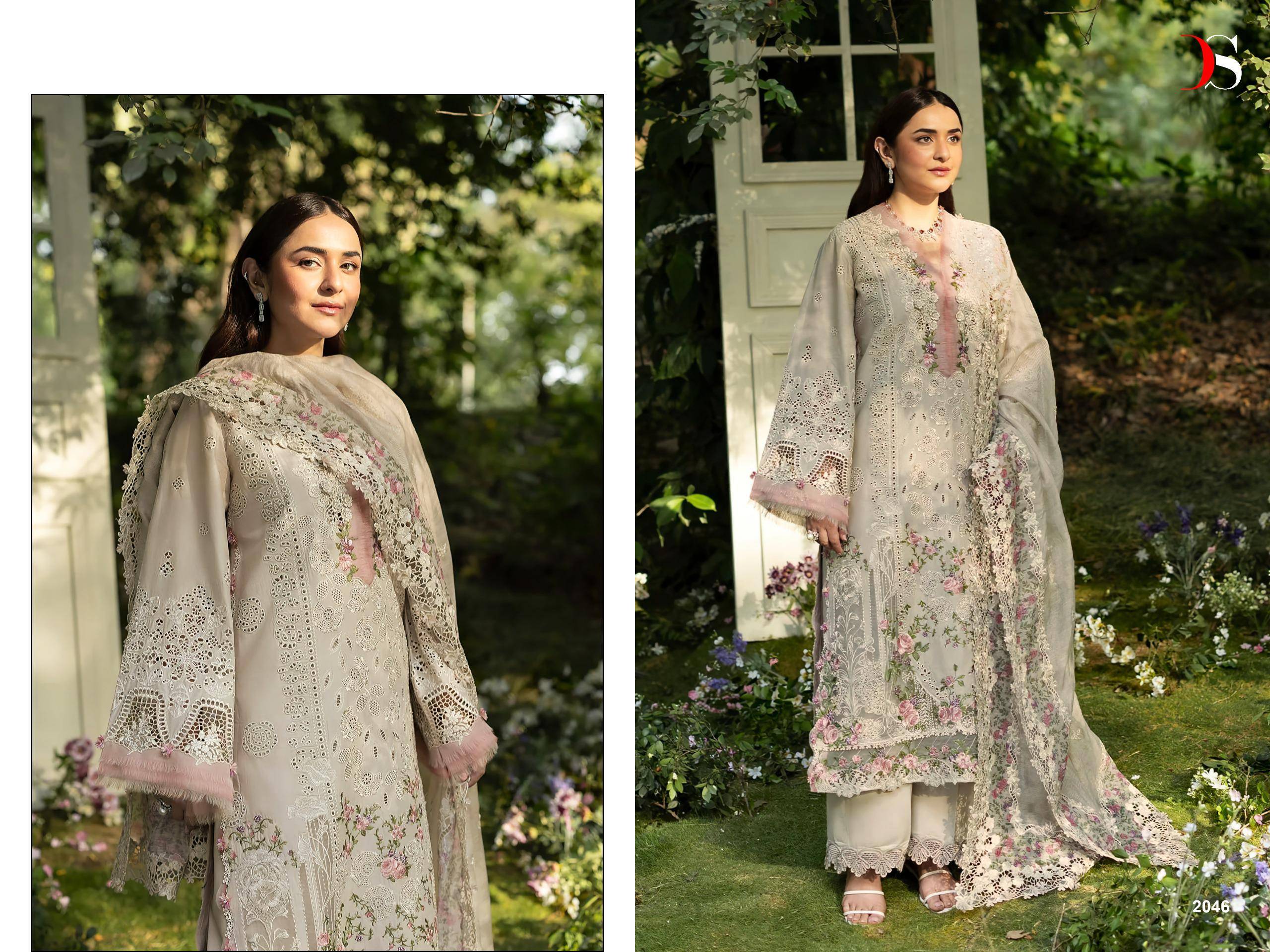 ELAF  Premium-6 Luxury Lawn by  DEEPSY SUITS 2041 To 2046 Series Beautiful Pakistani Suits Colorful Stylish Fancy Casual Wear & Ethnic Wear Pure cotton Embroidered Dresses At Wholesale Price